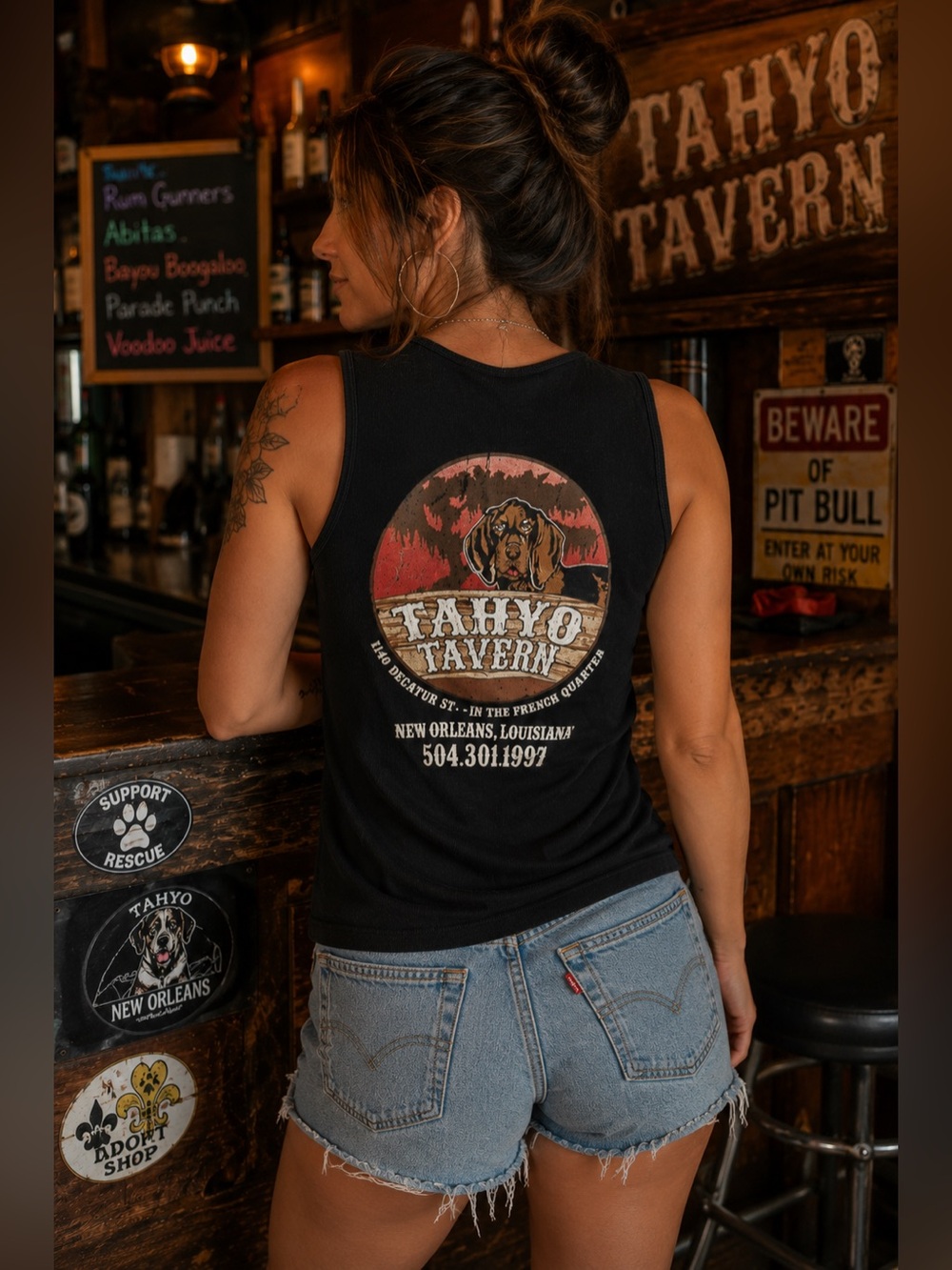 Vintage Tahyo Tavern New Orleans Ribbed Tank XL Pit Bulls & Parolees Black Tee